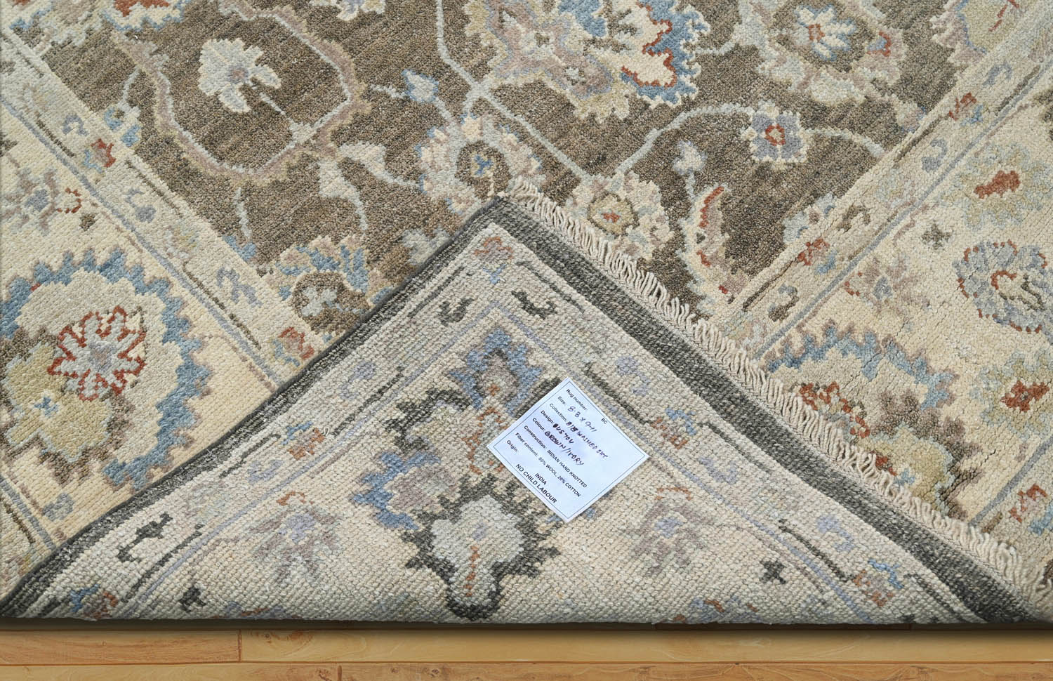 8x10 Brown Beige Blue Color Hand Knotted Oushak Wool Traditional Oriental Rug