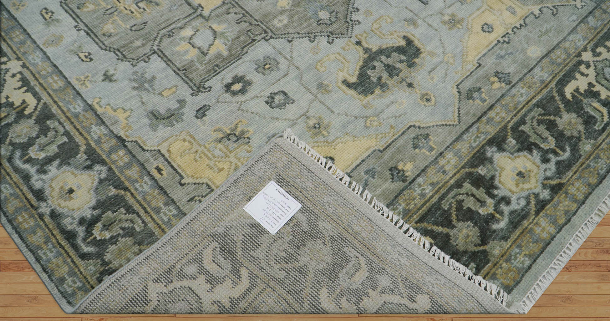 Hand 8x10 Hand Knotted Turkish Oushak  100% Wool Transitional Oriental Area Rug Gray, Moss Color