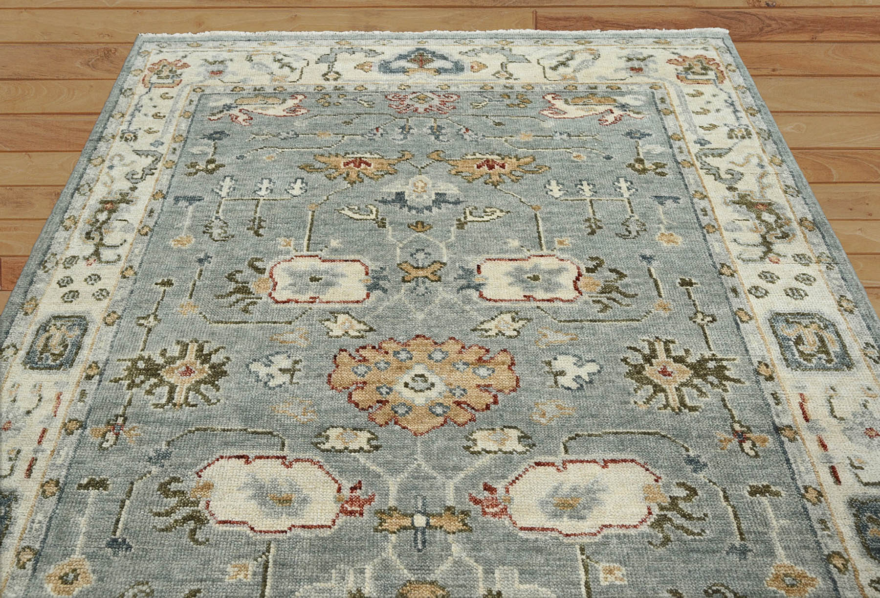 Multi Size Gray,Beige Hand Knotted 100 % Wool Indo Oushak Traditional Oriental Area Rug