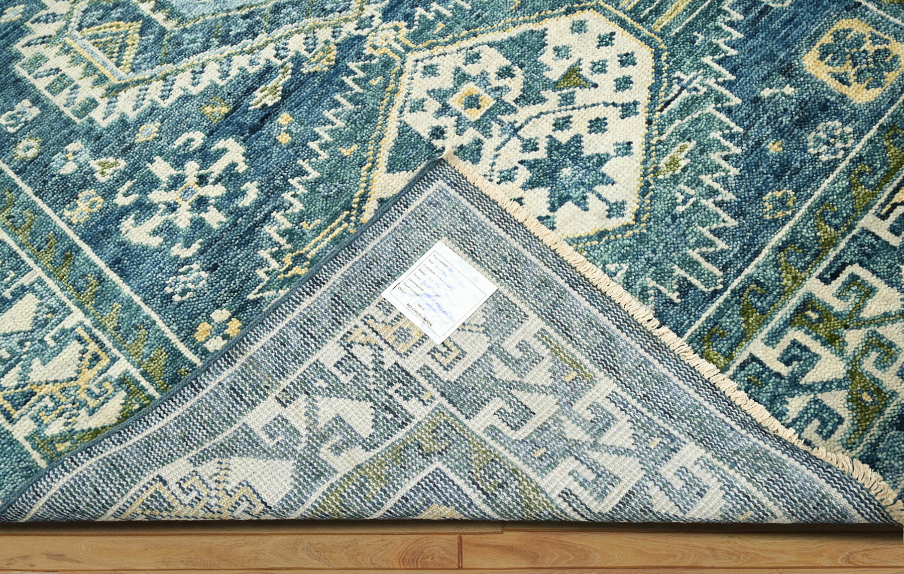 6x9 Hand Knotted 100% Wool Oushak Traditional Oriental Area Rug Blue, Beige Color