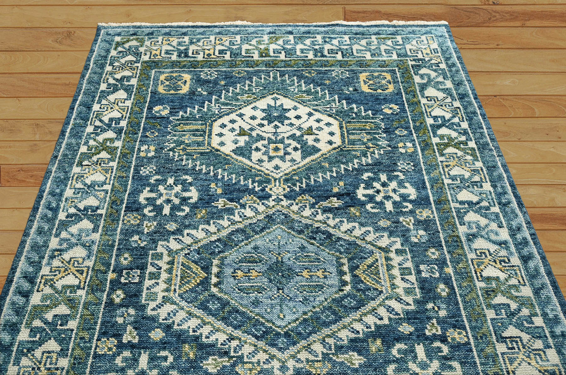 Sudley 6x9 Hand Knotted 100% Wool Oushak Traditional Oriental Area Rug Blue, Beige Color