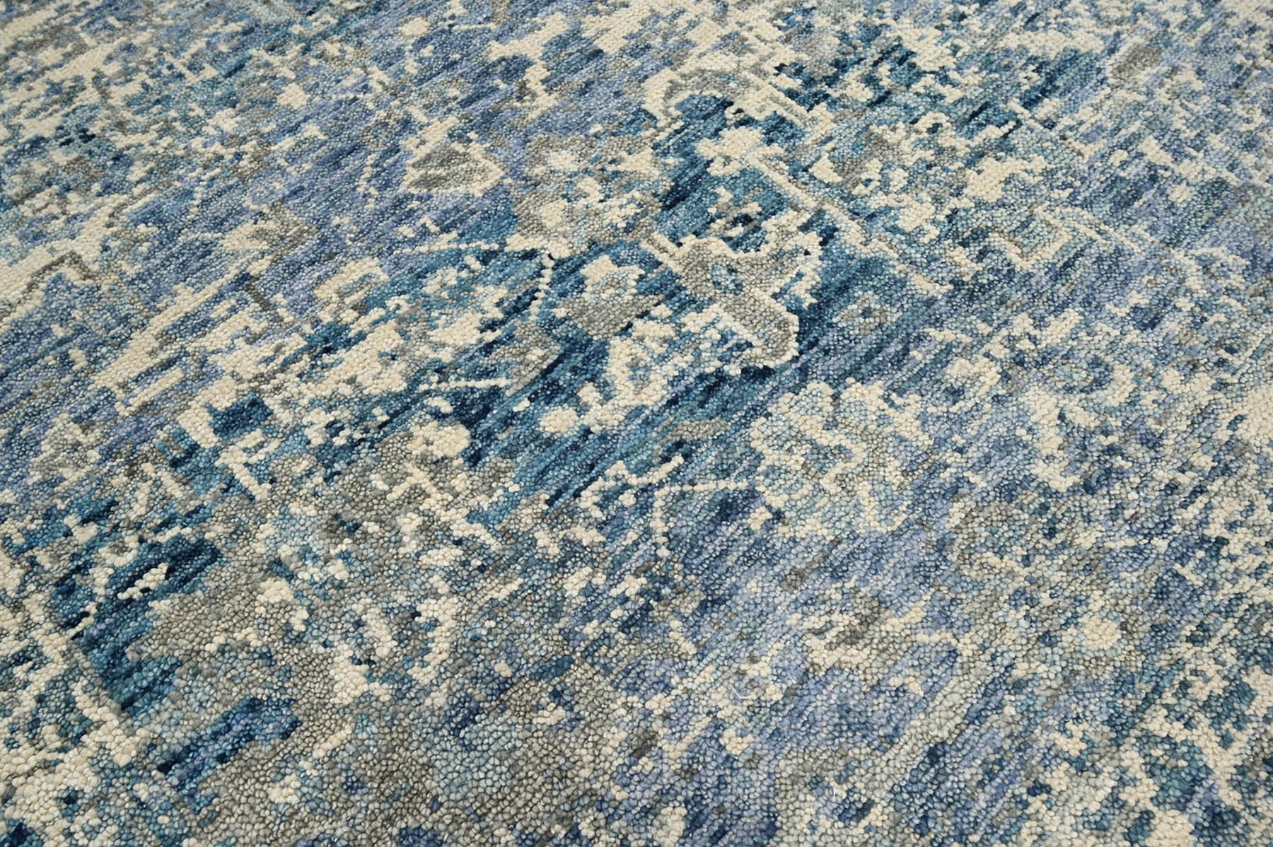 10' x13' 10" Beige Blue Gray Color Hand Knotted Indo Oushak  100% Wool Transitional Oriental Area Rug