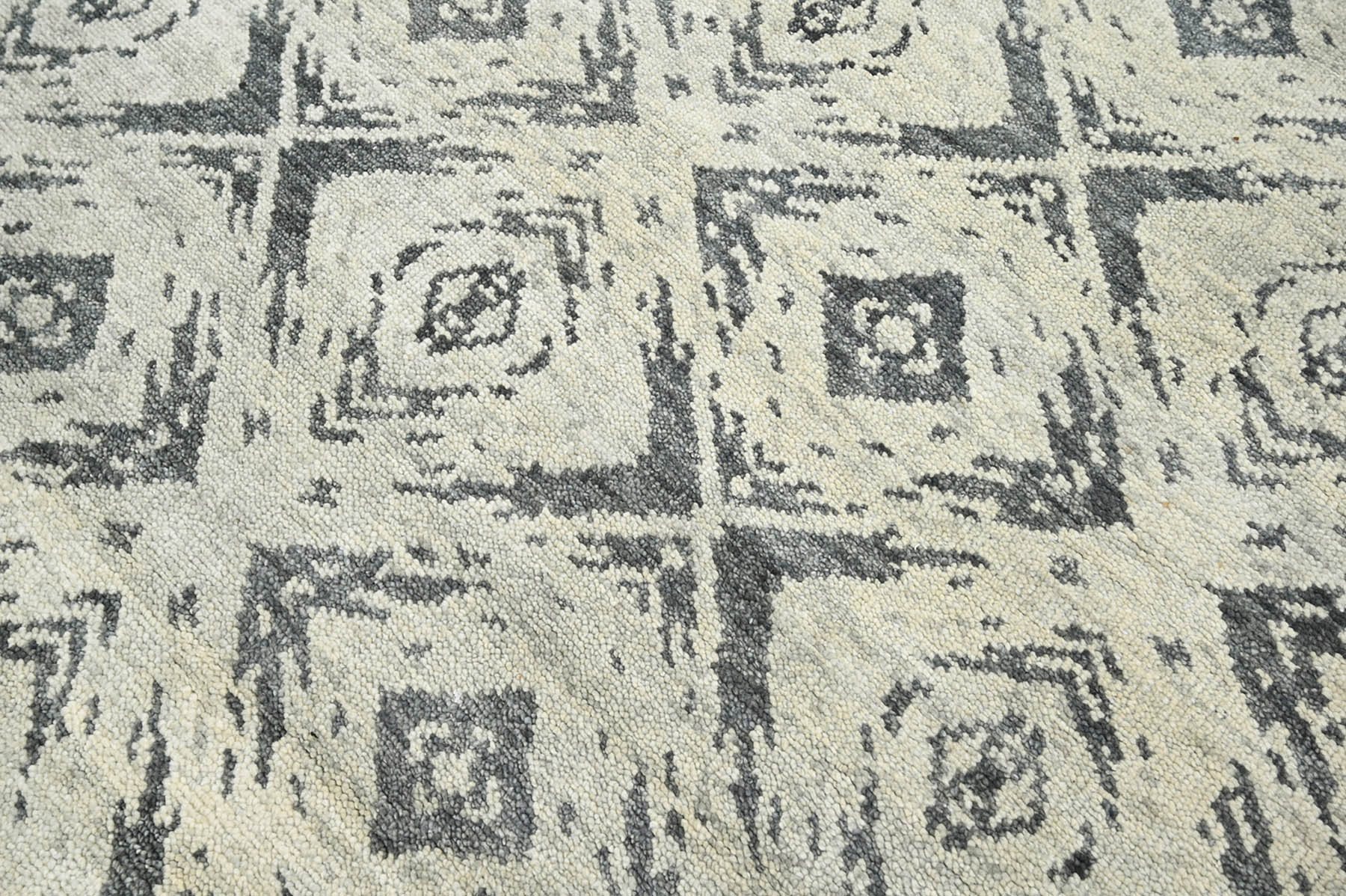 9' 1''x12' 1'' Tone On Tone Gray Color Hand Knotted Indo Oushak  100% Wool Modern & Contemporary Oriental Area Rug