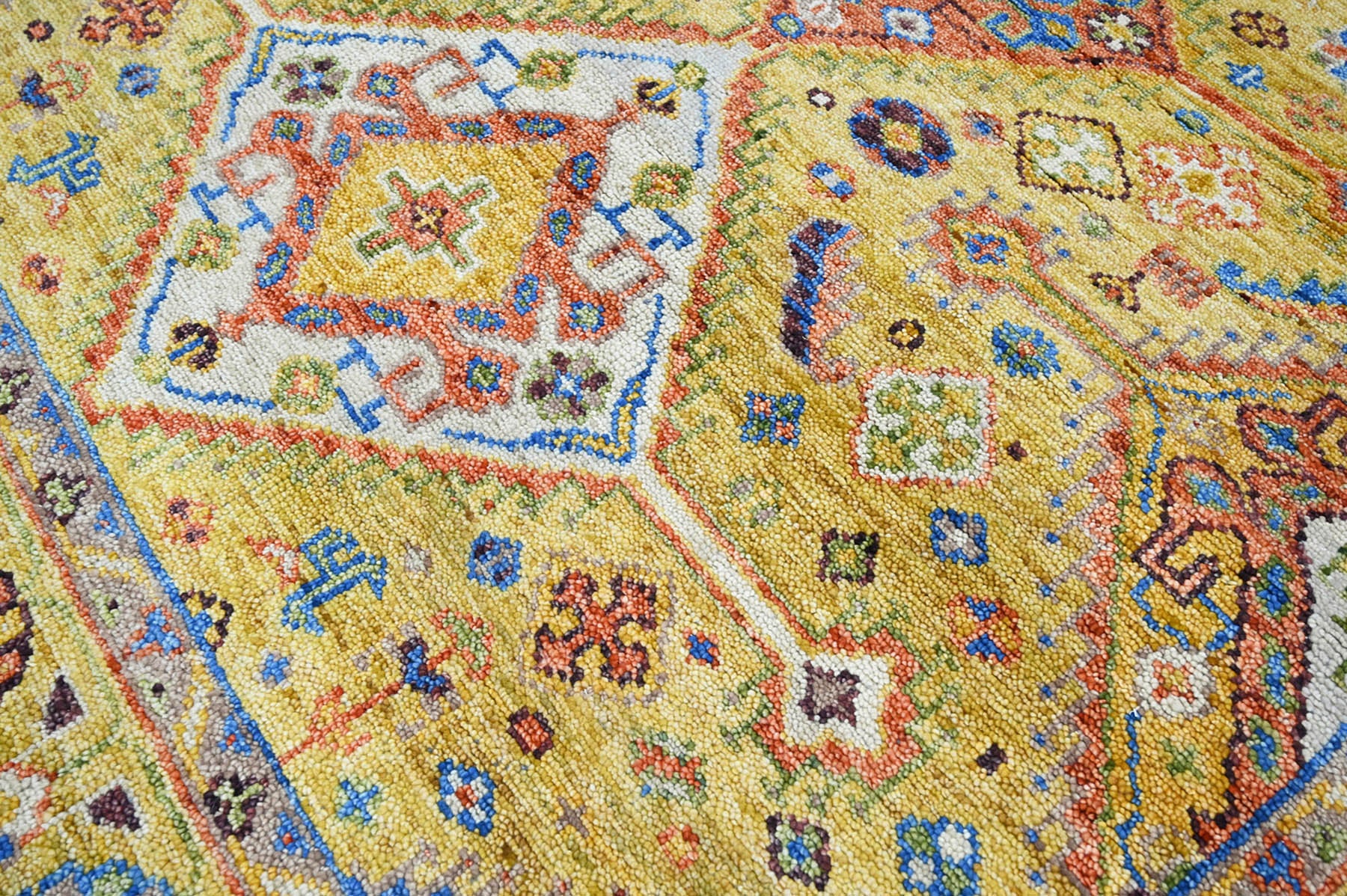 Multi Size Gold Hand Knotted Indo Oushak 100% Wool Arts and Craft Traditional Oriental Area Rug