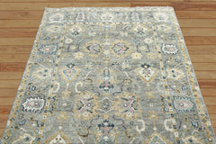 5' 6''x8' 6'' Gray Light Gold Ivory Color Hand Knotted Indo Oushak  100% Wool Traditional Oriental Area Rug