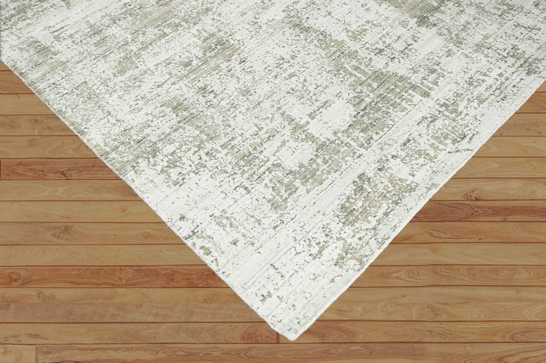 Multi Size Ivory, Gray Hand Knotted 100% Wool Modern & Contemporary Oriental Area Rug