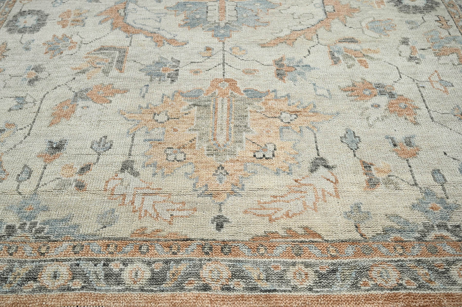 Hilderbrand 8x10 Hand Knotted 100% Wool Oushak Traditional Oriental Area Rug Gray, Peach Color