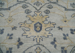 Deveaux 9x12 Hand Knotted Turkish Oushak  100% Wool Transitional Oriental Area Rug Bluish Gray, Beige Color