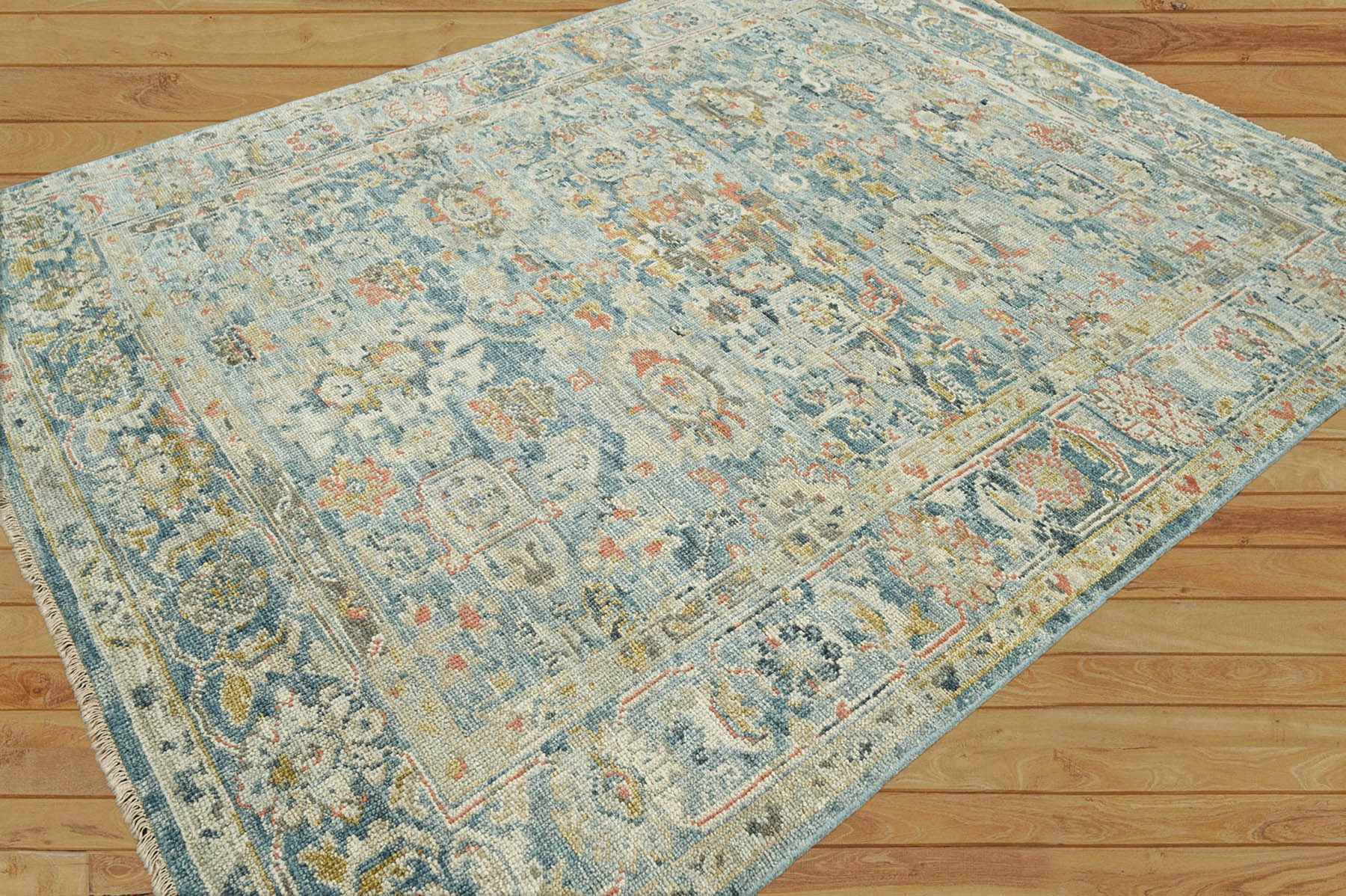 Palco 8x10 Hand Knotted 100% Wool Traditional Oriental Area Rug Light Blue Color