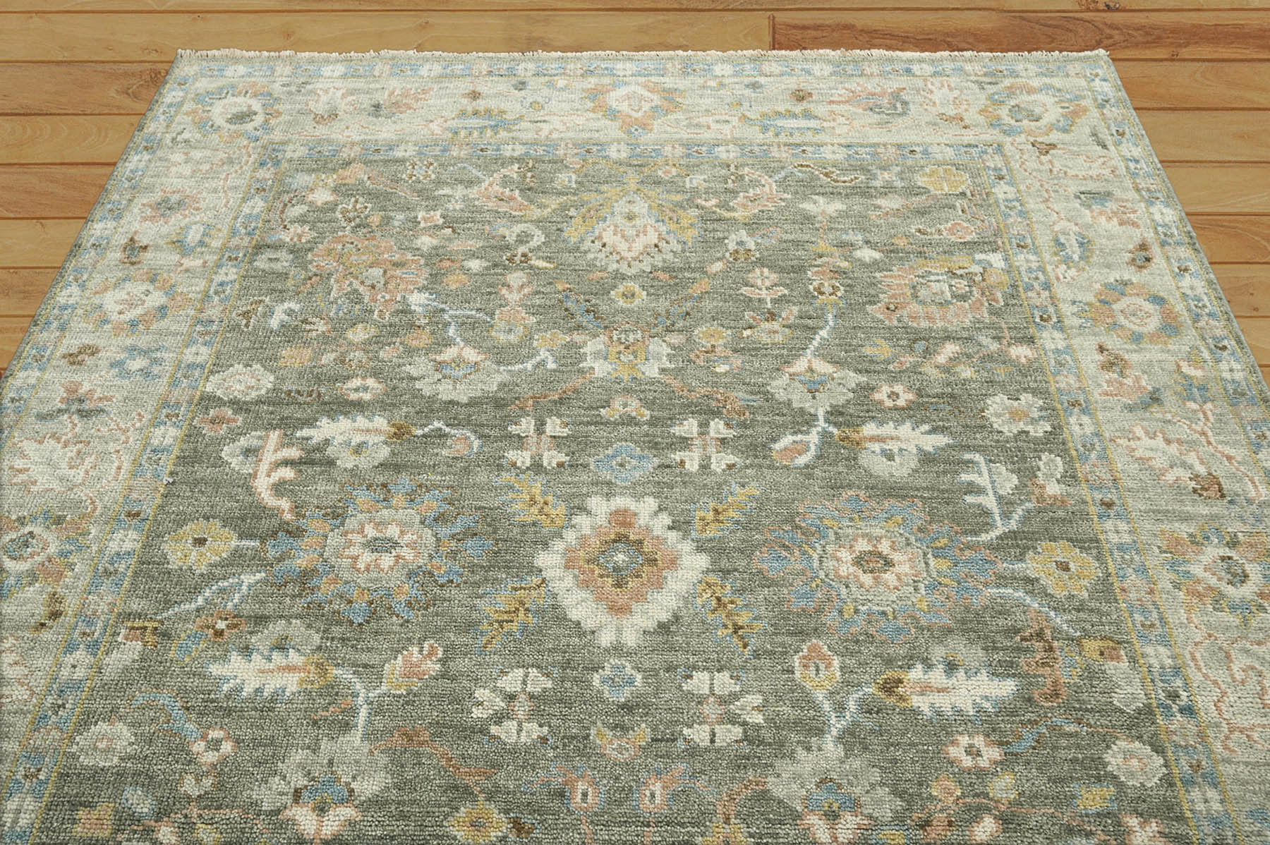 Crunkelton 8x10 Hand Knotted 100% Wool Traditional Oriental Area Rug Dark Gray, Light Gray Color