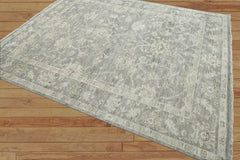 9' 6''x13' 6'' Gray Beige Color Hand Knotted Indo Oushak  100% Wool Traditional Oriental Area Rug