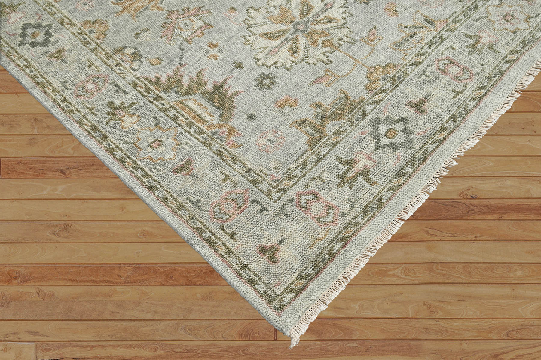 Dozier 8x10 Gray LoomBloom Hand Knotted Traditional All-Over Oushak 100% Wool Oriental Area Rug