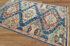 Multi Size Blue, Rust Hand Knotted Indo Oushak 100% Wool Arts & Crafts Oriental Area Rug