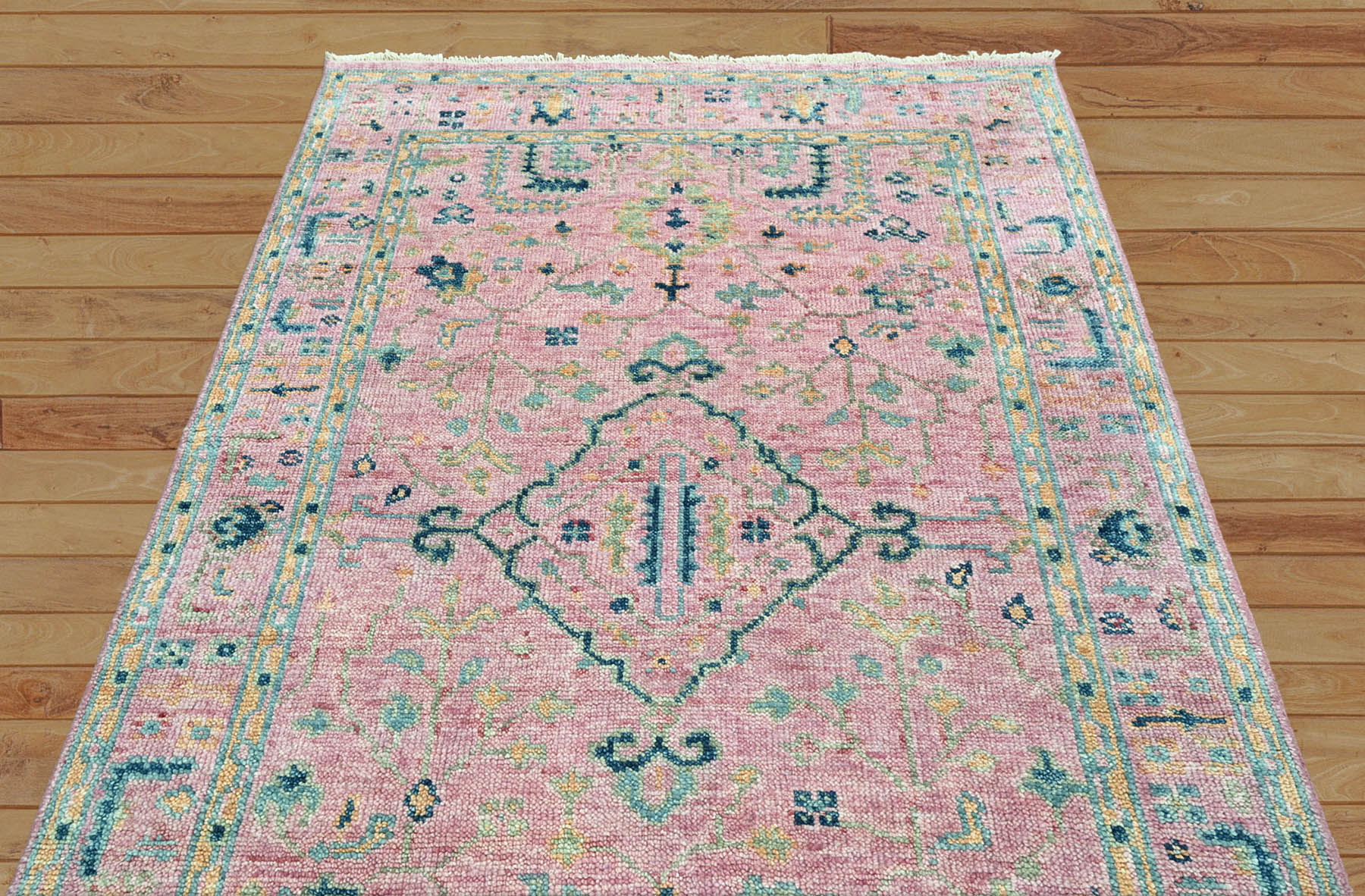 Tabiona 5x7 Pink LoomBloom Hand Knotted Transitional Patterned Oushak 100% Wool Oriental Area Rug