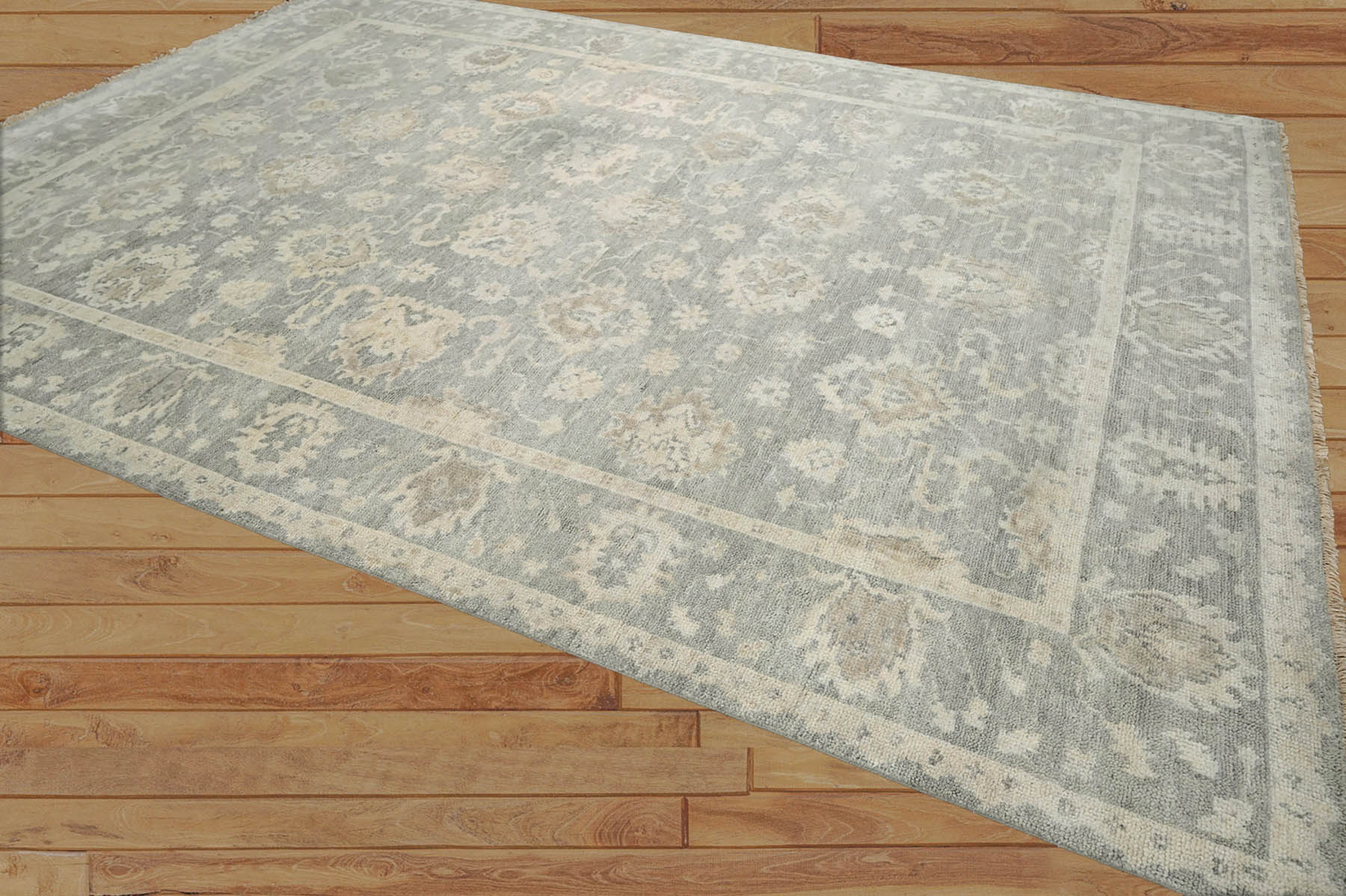 Emete 10x14 Gray LoomBloom Hand Knotted Traditional Patterned Oushak 100% Wool Oriental Area Rug