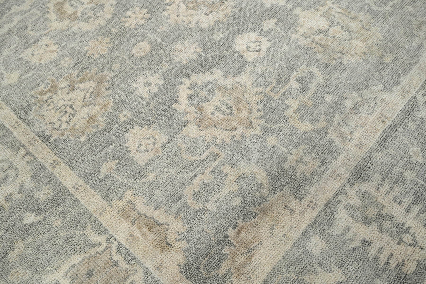 Emete 10x14 Gray LoomBloom Hand Knotted Traditional Patterned Oushak 100% Wool Oriental Area Rug
