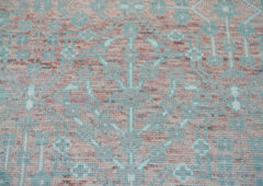 Elyah 10x14 Hand Knotted LoomBloom Muted Turkish Oushak  100% Wool Transitional Oriental Area Rug Blush, Aqua Color