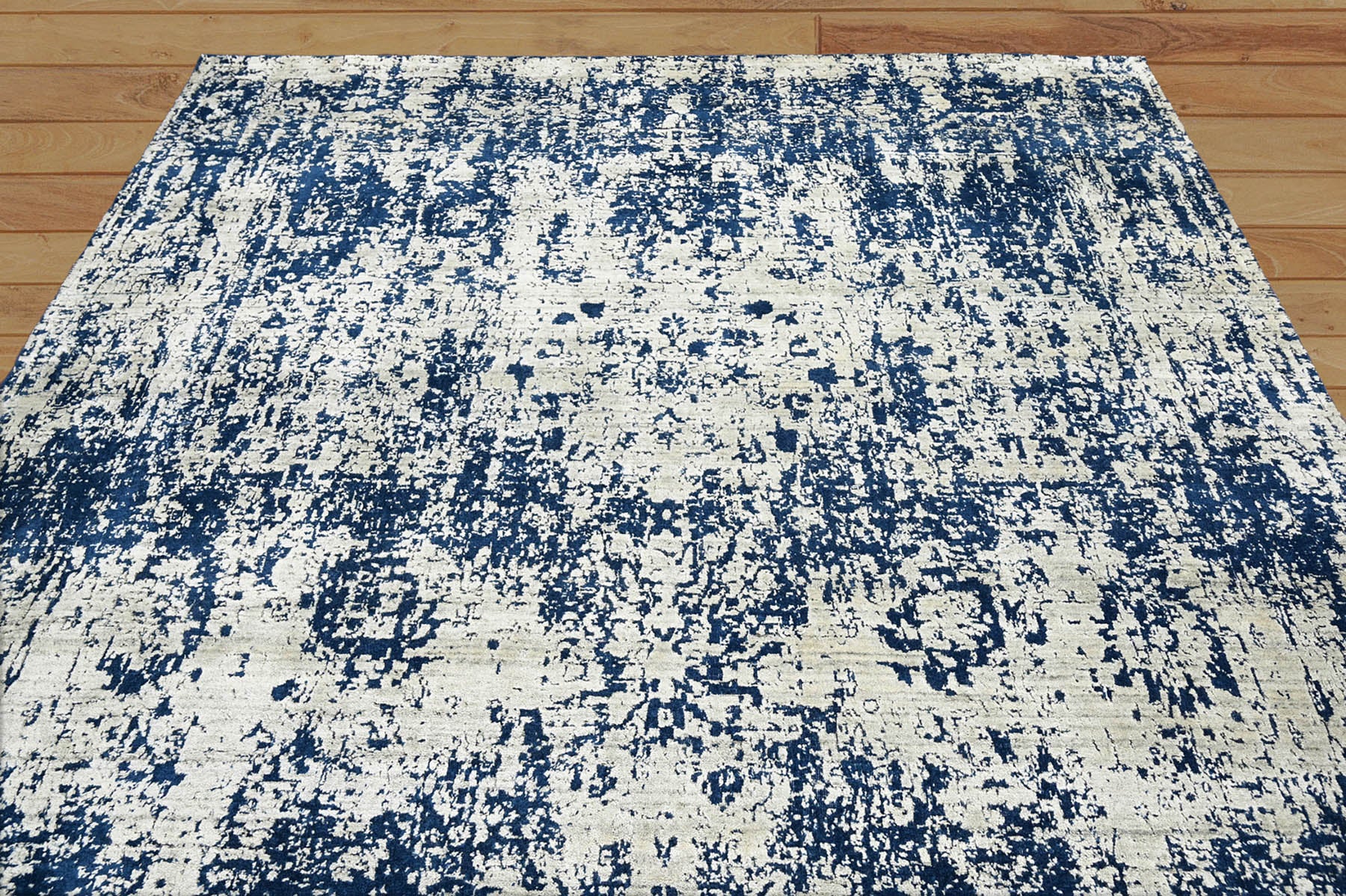 Multi Size Gray, Blue Hand Knotted 100% Wool Transitional Oriental Area Rug