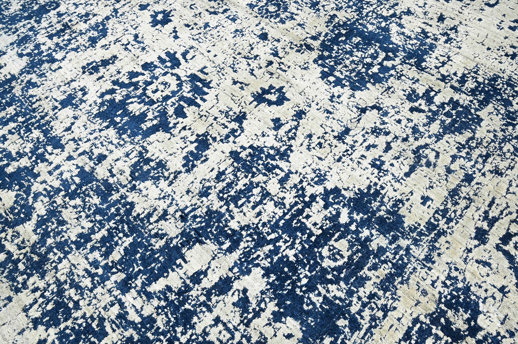 Multi Size Gray, Blue Hand Knotted 100% Wool Transitional Oriental Area Rug