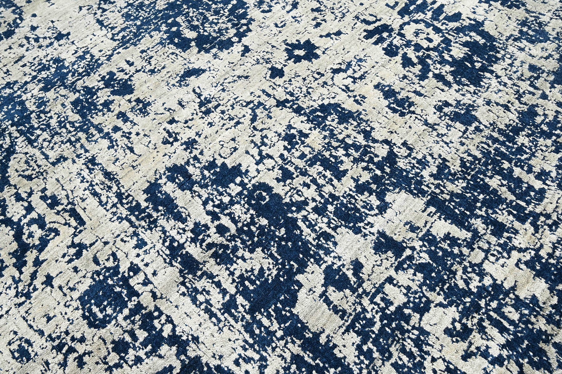 Multi Size Gray, Blue Hand Knotted 100% Wool Transitional Oriental Area Rug