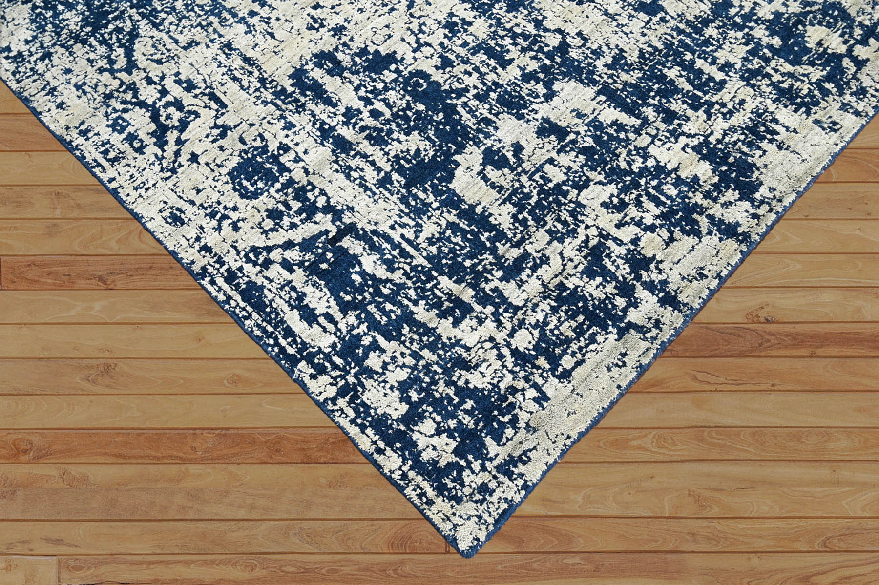 Multi Size Gray, Blue Hand Knotted 100% Wool Transitional Oriental Area Rug