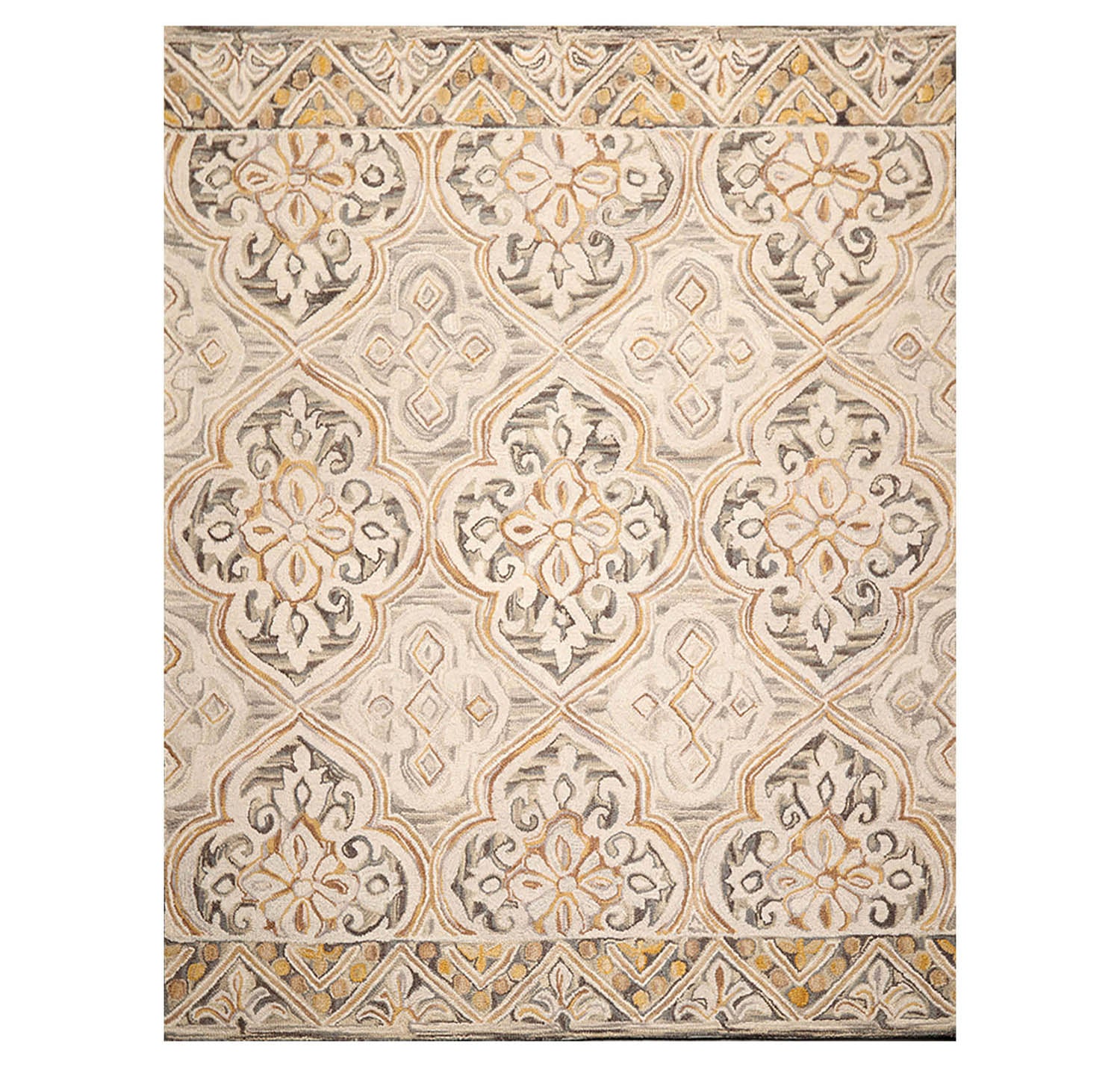 8' x10'  Beige Brown Gold Color Hand Tufted Hand Made 100% Wool Transitional Oriental Rug