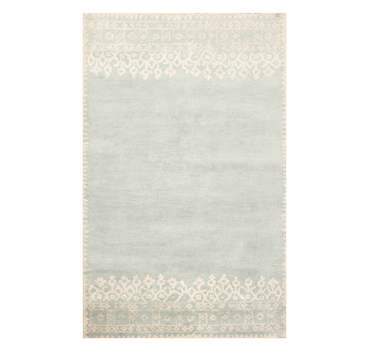 5' x8'  Aqua Beige Color Hand Tufted Hand Made 100% Wool Transitional Oriental Rug