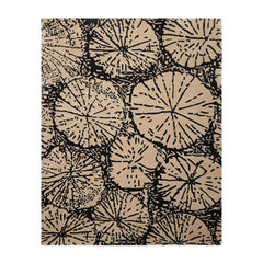 7' 9''x9' 9'' Beige Black Color Hand Tufted Persian 100% Wool Traditional Oriental Rug