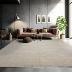 10' 2''x14'  04" Beige Gray Color Hand Knotted Tibetan Wool and Bamboo Silk Modern & Contemporary Oriental Rug