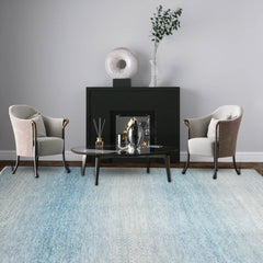 9' x12'  Aqua Gray Beige Color Hand Knotted Hand Made 100% Wool Modern & Contemporary Oriental Rug