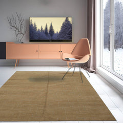 6' x8' 10'' Moss Gray Color Hand Knotted Tibetan Wool and Silk Modern & Contemporary Oriental Rug