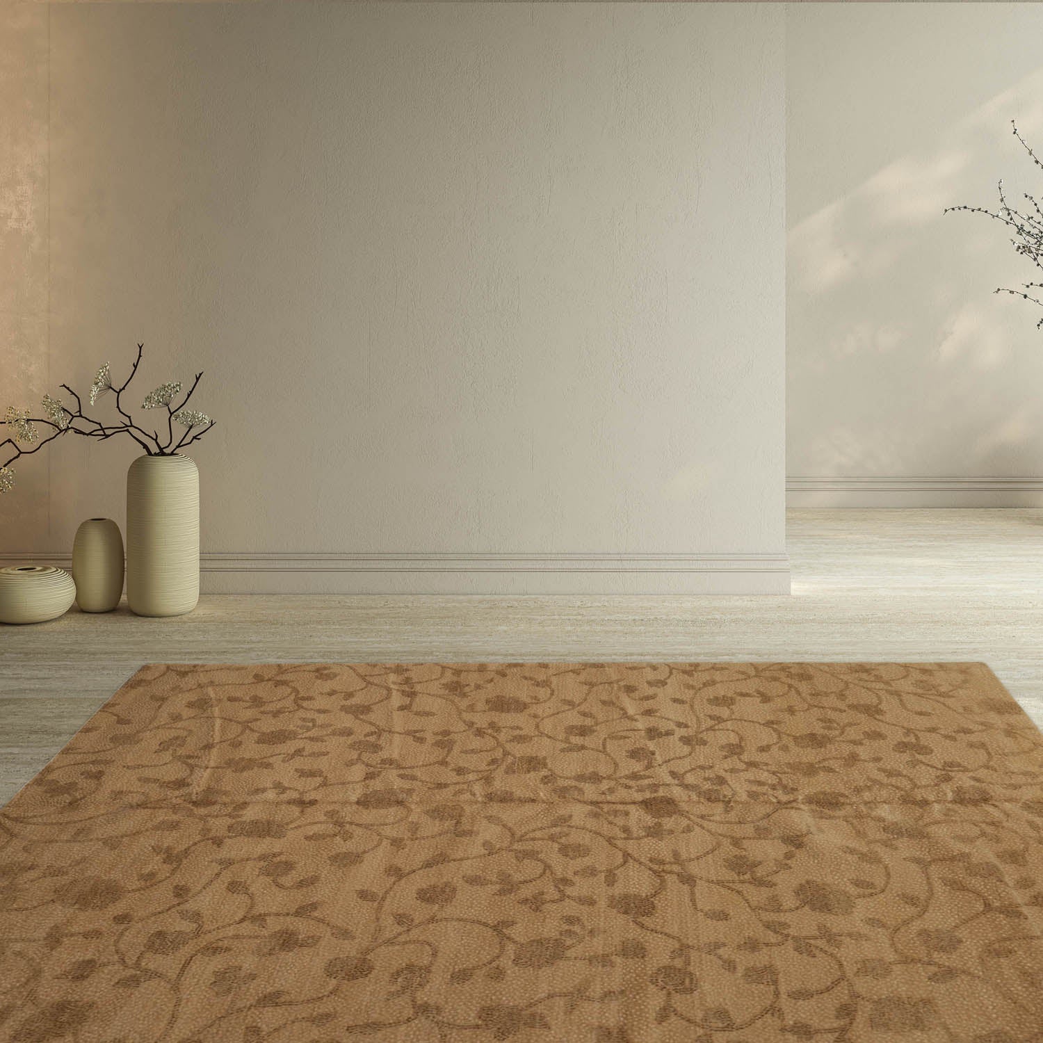6' 1''x8' 11'' Camel Brown Beige Color Hand Knotted Tibetan 100% Wool Transitional Oriental Rug