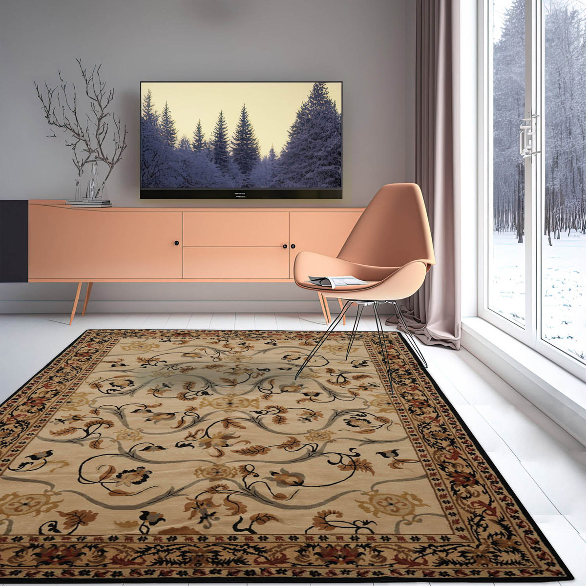 6' x9'  Beige Camel Rust Color Hand Knotted Tibetan 100% Wool Transitional Oriental Rug