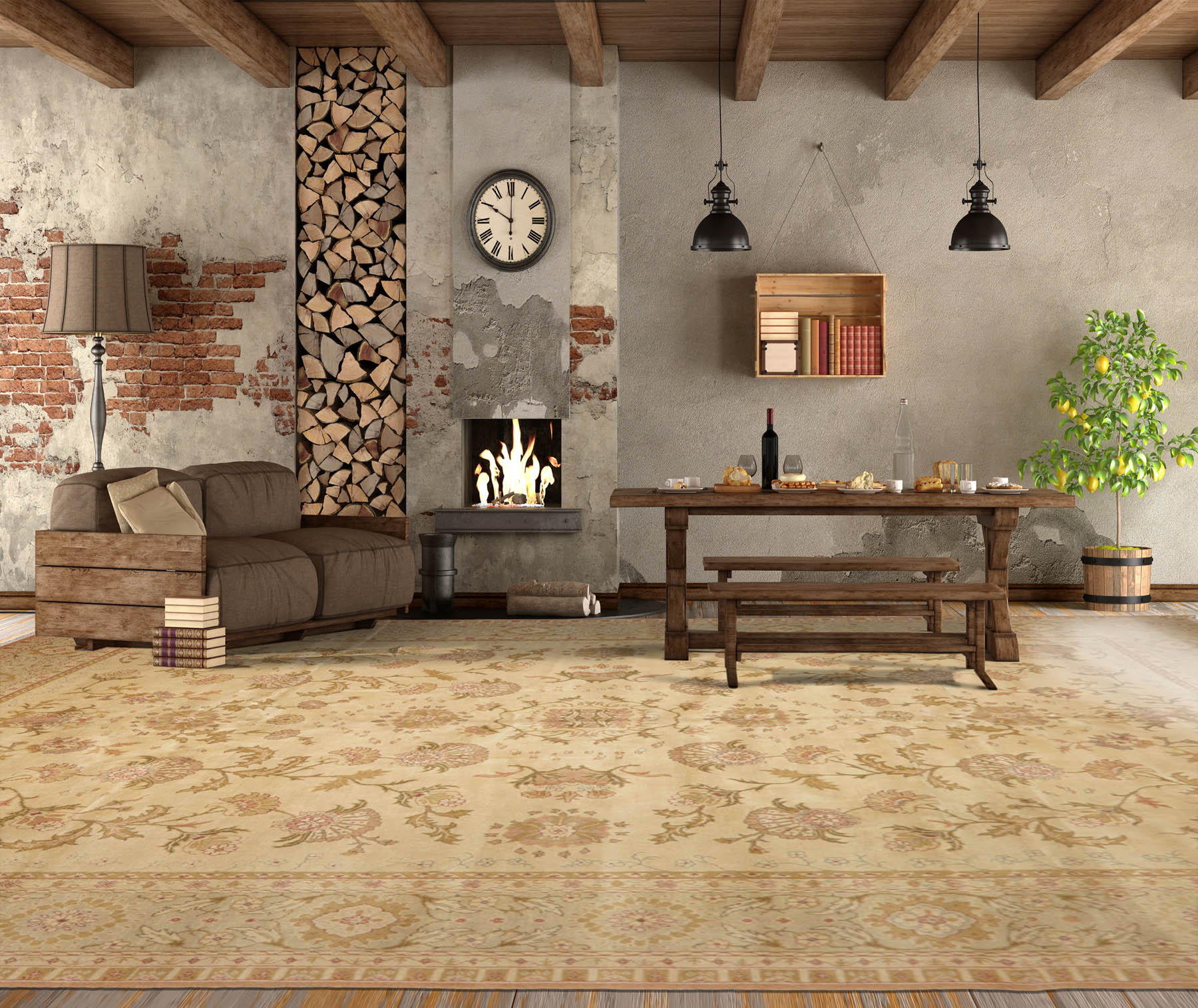 10' x14' 1'' Beige Blush Green Color Hand Knotted All-Over 100% Wool Traditional Oriental Rug