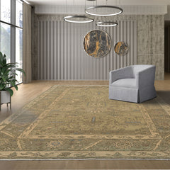 6x9 Moss, Gray Color Hand Knotted All-Over 100% Wool Transitional Oriental Rug