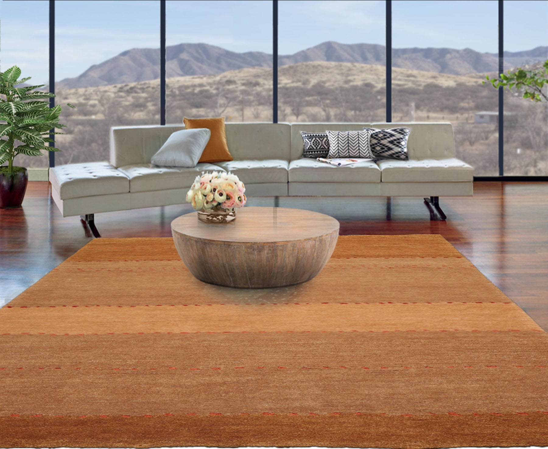 6x9 Raspberry, Camel, Caramel Color Hand Knotted All-Over 100% Wool Traditional Oriental Rug