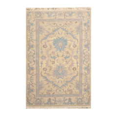 3' 7''x5' 8'' Beige Aqua toupe Color Hand Knotted All-Over 100% Wool Traditional Oriental Rug