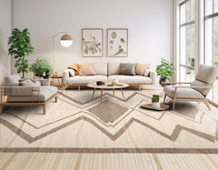 9' 5''x12' 3'' Beige Oatmeal Moss Brown Color Hand Woven Flat Weave 100% Wool Modern & Contemporary Oriental Rug