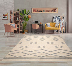 9' 2''x12' 2'' Beige Oatmeal Gray Color Hand Woven Flat Weave 100% Wool Modern & Contemporary Oriental Rug