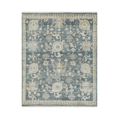 7' 11''x9' 8'' Slate Gray Beige Color Hand Knotted Turkish Oushak  100% Wool Transitional Oriental Rug