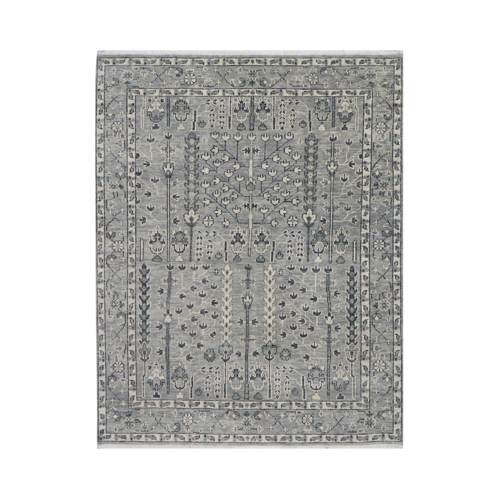 8' x10' 2'' Tone On Tone Gray Color Hand Knotted Turkish Oushak  100% Wool Transitional Oriental Rug