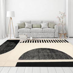 8' x10'  Ivory Black Color Hand Tufted Hand Made 100% Wool Modern & Contemporary Oriental Rug