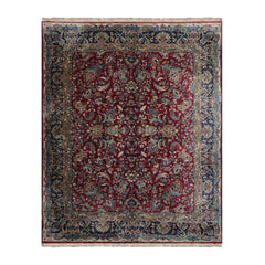 8' 1''x10'  Maroon   Navy Ivory Color Hand Knotted Persian 100% Wool Traditional Oriental Rug