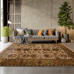 6' x9'  Beige Gold Green Color Hand Knotted Persian New Zealand Wool Traditional Oriental Rug