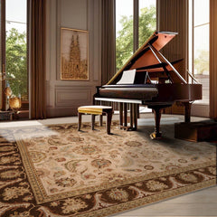 9' x12' 2'' Beige Brown Blue Color Hand Knotted Persian 100% Wool Traditional Oriental Rug