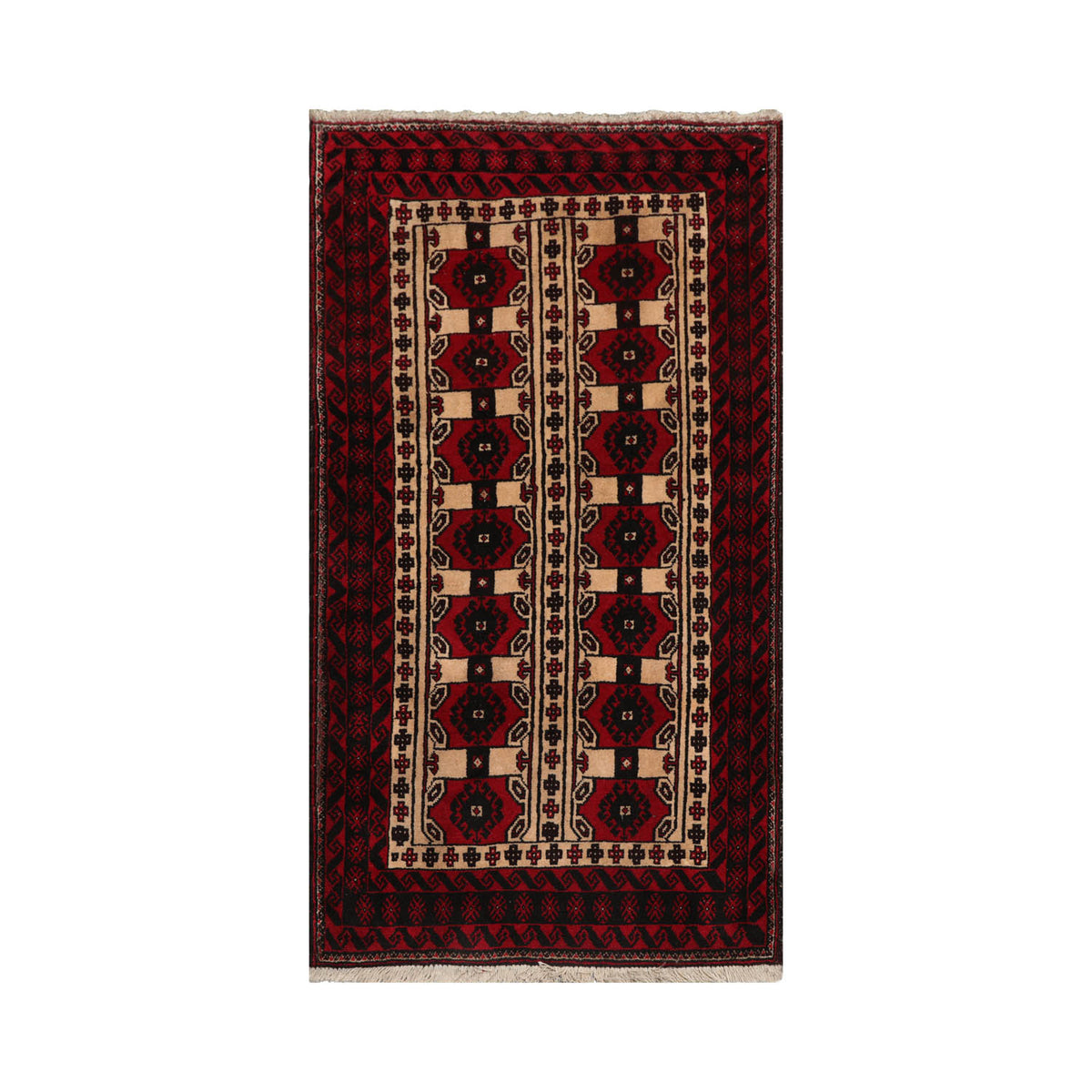 3' 3''x5' 10'' Red Charcoal Ivory Color Hand Knotted Persian 100% Wool Traditional Oriental Rug