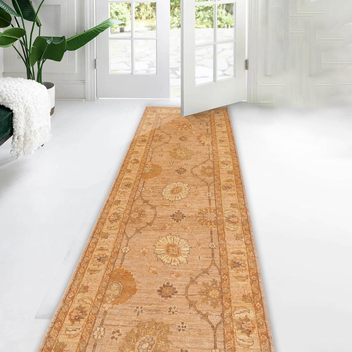 2' 8''x10' 8'' Tan Caramel Beige Color Hand Knotted Persian 100% Wool Traditional Oriental Rug