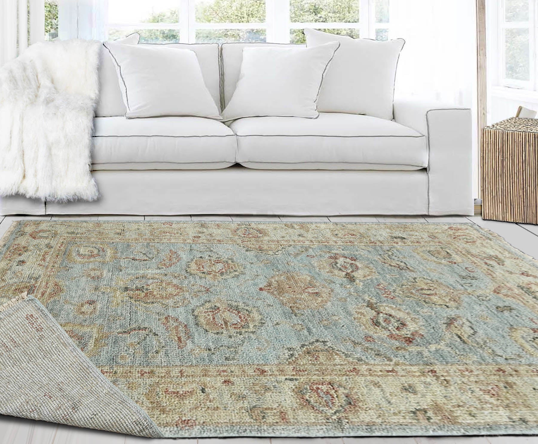 4' x6'  Light Blue Silver Color Hand Knotted Persian 100% Wool Traditional Oriental Rug