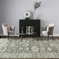6' x9'  Gray Beige Brown Color Hand Knotted Indo Oushak  100% Wool Traditional Oriental Area Rug