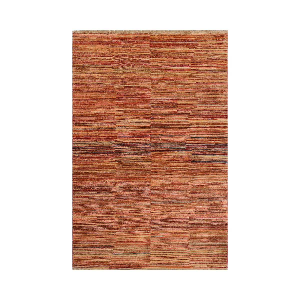 4' 1''x6' 2'' Brown Rust Orange Color Hand Knotted Persian 100% Wool Modern & Contemporary Oriental Rug